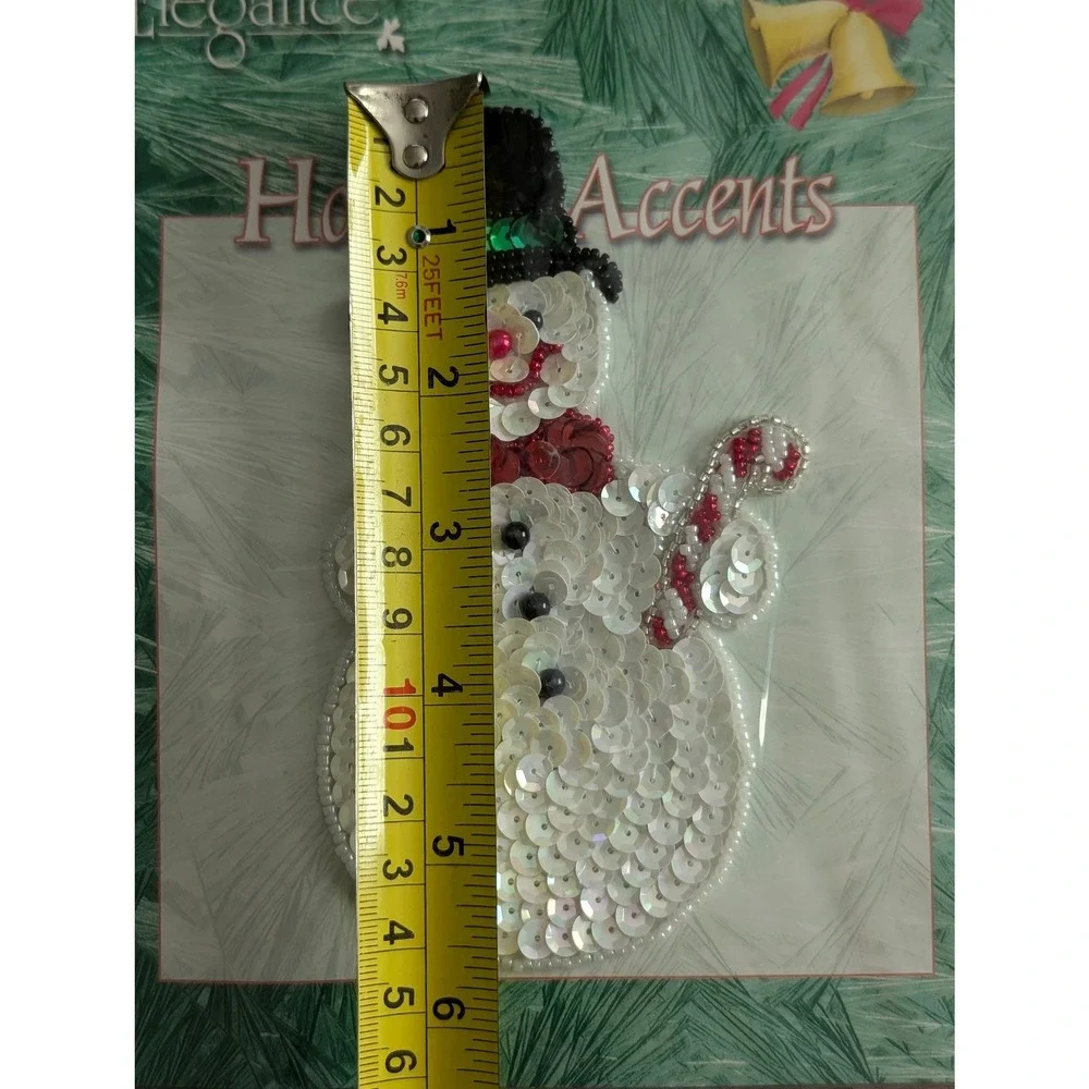 Elegance Holiday Accents Sequin Snowman Applique Set of 4 Ugly Sweater Addition